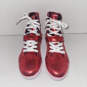 Heyday Sneakers Size 9.5W/7M Bodybuilding Hip Hop High Top Red, White Athletic